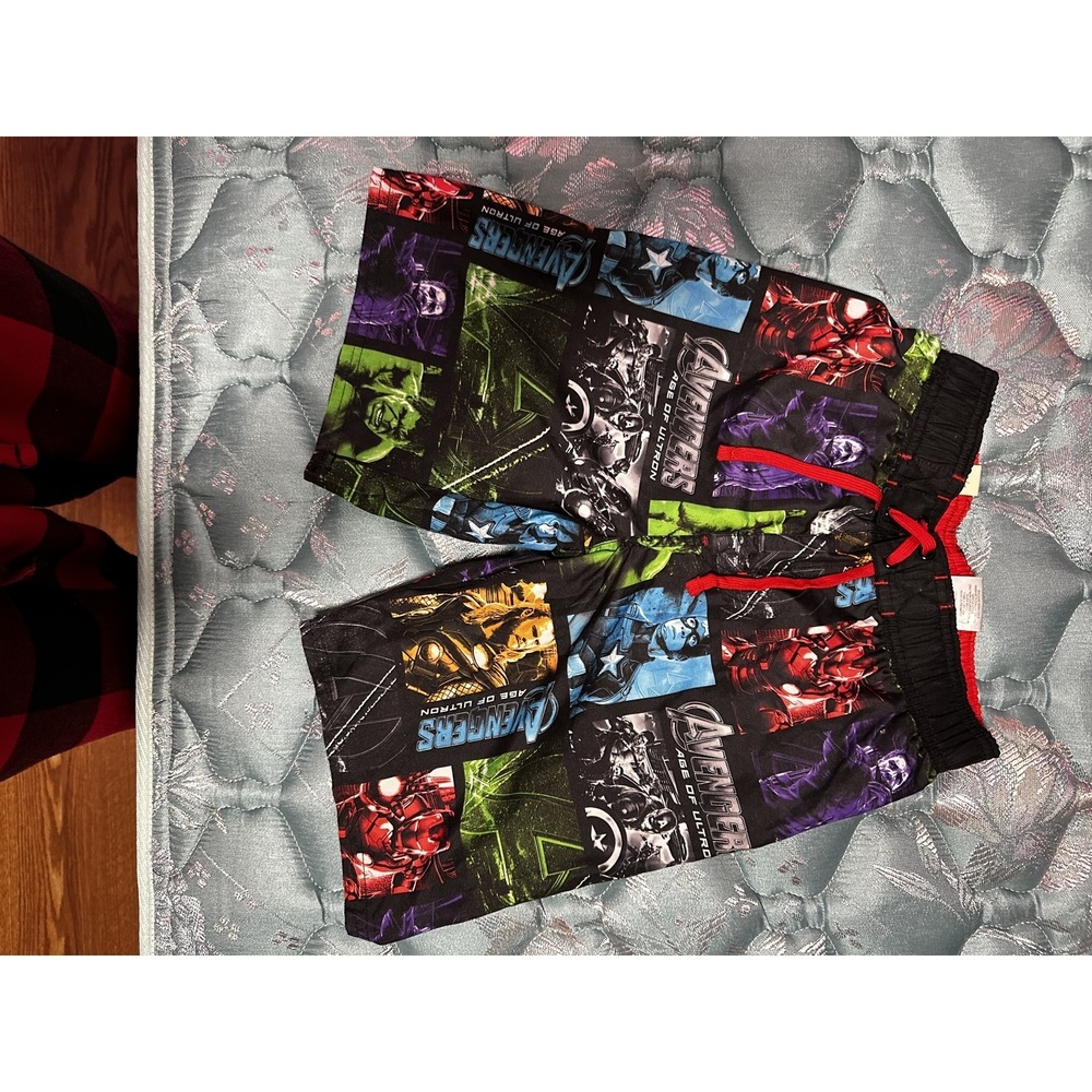 Black comic print Boys Swim Trunks